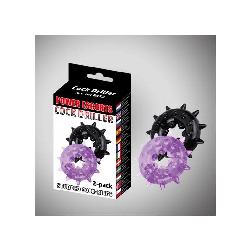 Cockdriller 2 pack black / purple 2 pack cockring  5 cm x 1,6 cm